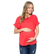 My Bump 여성용 캐주얼 라운드넥 플리츠 소매 소재 상의(미국산) 정품보장