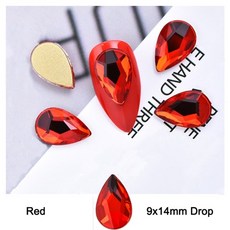 큰 네일 아트 라인 석 9x14mm 빗방울 k9 크리스탈 유리 3d 패션 손톱 diy 장식 액세서리, 레드 20개, 1개