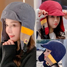 COOREENA 여성 겨울모자 털모자 방울모자 귀달이모자 코듀로이 골덴 모자 등산모자 방한모자 여자