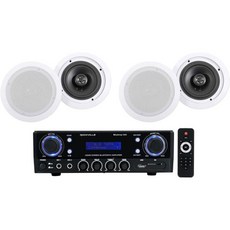 정품 록빌 BLUAMP 100 가정용 스테레오 수신기 증폭기 번들 HC655 6.5인치 500와트 인실링 홈 시어터 스피커 8옴 포함 199827