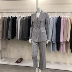 케이엘 KL 중앙로nc 투버튼 라인 바이올렛체킹 바지정장세트