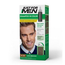 Just for Men 컬러 오리지널 포 포뮬러 그레이 샴푸 인 헤어 기존 컬러링 포장은 달라질 수 있음 미국 480527, 1개, 애쉬 브라운 H-20