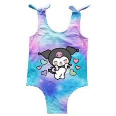 산리오 쿠로미 어린이 수영복 소녀 귀여운 여름 원피스 민소매 러플 수영복 점프수트