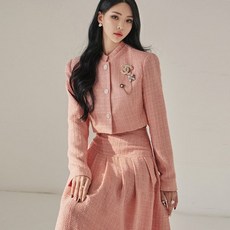 딘트 [딘트] J1341 로빗 트위드 반하이 패드 크롭 자켓