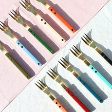 맛있는유혹 보겐 커트러리 양식기 쌍띠에 티타늄 골드 티 포크, 티포크, 골드 - 아쿠아, 1개