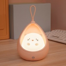 토끼고양이 센서 led 야간 조명 usb 충전식 실리콘 야간 조명 만화 장식 조명 머리맡 침실 거실, mw-m-핑크