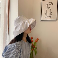 버킷햇 빈티지 아름다운사람 여신스타일 레이스 플리츠 벙거지모자 여성여름옷 챙이큰 얇은스타일 차양모자 바캉스스커트