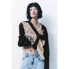 ZARA 자라 패치워크 니트 가디건