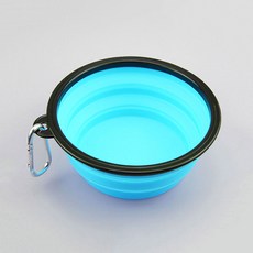 애완 피더 사료 개 그릇 접이식 바시 실리콘 여행 동물 접시 휴대용 야외 1000ML 용기 월드, Light Blue, 1개