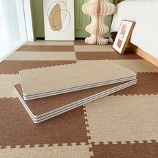 충격 흡수 소음방지매트 베란다 실내 바닥 층간소음 홈트용 카페트, 커피색 + 살구색, 30x60CM (6개) 고밀도 린넨 원단
