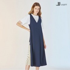 JJ지고트 레터링 플리츠 배색 원피스 GL4P0OP42