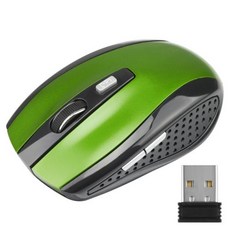 컴퓨터 PC용 USB 수신기 장착 게이머 무선 마우스 조절식 DPI 마우스 6 버튼 광학 게이밍 마우스 2GHz, 3) Green, 1개