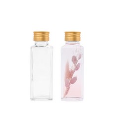 홈앤라이프 하바리움 용기 엣지 100 사각 유리병 100ml 낱개, 스크류타입 금속골드캡(낱개)