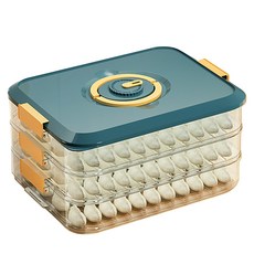 쌓을 수 있는 만두 보관 상자 Bpa-free 씰링 냉장고 주최자 동남아시아 즐겨 찾기, 파란색, 3레이어, 1개, 파란색 * 3레이어 * 1개