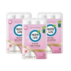 깨끗한나라 허브가든 벚꽃 프리미엄 화장지(30롤x3팩), 3개, 30개입 - 아시아골드벚꽃