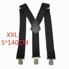 남성용 대형 강한 클립 멜빵 유니섹스 중괄호 50mm 너비 5 솔리드 컬러 고탄력 조절 가능한 멜빵 벨트 무거운 작업, 검정-140cm, 1개