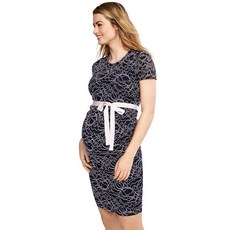 Motherhood Maternity 여성용 임산부 반소매 사이드 주름 레이스 바디콘 드레스 반팔 사이드 주름 장식 레이스 바디콘 드레스 블루/핑크 레이스