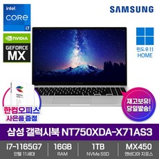 삼성 갤럭시북 NT750XDA-X71AS3 [Win11 Home+MX450+i7-1165G7+RAM16GB+NVMe1TB+39.6cm FHD] 인강용+사무용+고성능노트북