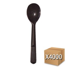 코디마트 일회용 플라스틱 숟가락 아이스크림 스푼 12cm 검정 벌크포장 4000개, 1개