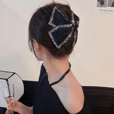 빈티지 스타일 대형 헤어 클로우 라인스톤 장식 - 미끄럼 방지 강력 그립 두꺼운 머리용 - 여성 및 소녀를 위한 시크한 액세서리