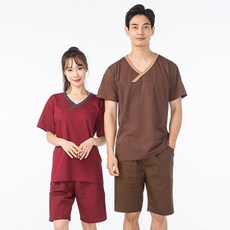 DANA다나1_남여공용 찜질 마사지복 세트(119-127SET) 찜질방상하복 헬스장상하복 병원검사복 물리치료복 사우나상하복+fkdβre