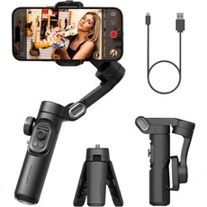 AOCHUAN 짐벌 안정기 스마트폰 iPhone 비디오 접이식 3축 핸드헬드 휴대용 Android Gimbal TikTok YouTube Vlog 녹화 Smart XE 시리즈S, 1개