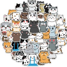50장 귀여운 고양이 표정 낙서 스티커 장식 캐리어 기타 노트북 DIY 방수, 귀여운고양이표정낙서50개