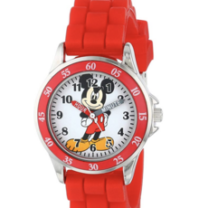 Mickey Mouse Time Teacher Watch Analog RED Rubber Links Band Disney Official NEW