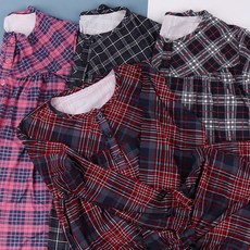 24FW 여성잠옷 체크 피치기모OPS 잠옷 홈웨어 파자마 수면잠옷 원피스잠옷