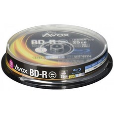 AVOX 블루 레이 디스크 BD-R 녹화 25G 1-4 배속 10 장 스핀들 케이스 BR130RAPW10PA, 단일상품