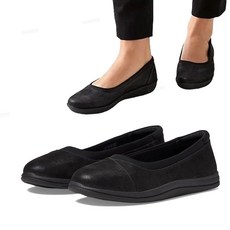 클락스 브리즈 아일라 블랙 여성 컴포트 발레리나 플랫 슈즈 슬립온