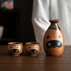 도자기 사케 술병 2컵 식 민트 일식 이자카야 손잡이 사케잔 6컵 일식당 사케도쿠리, 한주전자 두잔 기본형, 1개