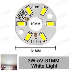 10 조각 LED 3W 5V USB 라이트 보드 SMD 5730 칩 빨간색 녹색 따뜻한 흰색 노란색 보라색 라운드 20 Cm 케