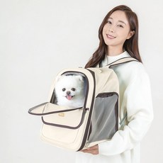 강아지 고양이 이동가방 강아지가방 이동장 백팩, 화이트, 1개