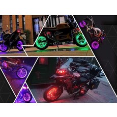 오토바이 휠라이트 LED 조명 불바퀴 타이어 튜닝 야간 밸브 안전 플래시 네온, 1개, 5. 전원+135cm 유동등 일반