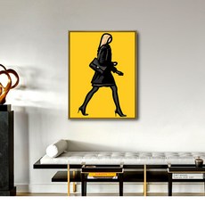 줄리안 오피 Julian Opie 인테리어 포스터 그림 액자 Walking People 옵션 1, 블랙, 30cm x 40cm