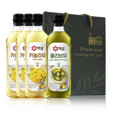 올따옴 프리미엄 유지류 선물세트 (백설 카놀라유 900ml 3입+백설 올리브유 900ml 1입) 1세트