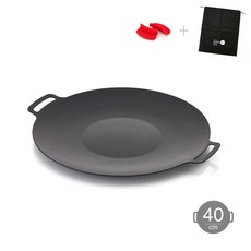 국산 캠핑 무쇠 그리들 / 삼겹살 고기 불판 (실리콘손잡이+보관주머니포함), 40cm, 1개