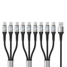 아이엠듀 멀티 3in1 USB to C타입 고속충전 케이블 LED 플렉시블, 3개, 블랙, 120cm