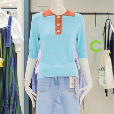 씨씨콜렉트 AK수원점 CC콜렉트 카라배색 반팔 니트 C202KSK035