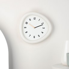 미니멀 페블 무소음 벽시계 벽걸이 시계 25cm, 소프트 크림 소프트 크림