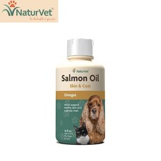 미국 NaturVet 반려동물 건강한 피부 털 Salmon Oil Skin & Coat Omegas Dog & Cat Supplement 16온즈, 1개