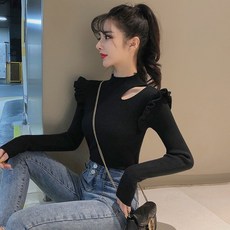 H23595 여성 펀칭 어깨트임 니트 스웨터