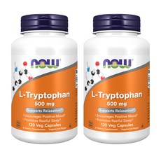Now L-Tryptophan Supports Relaxation 나우 엘 트립토판 500mg, 120정, 2개