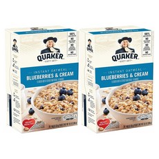 퀘이커 오트밀 시리얼 블루베리 크림 10봉 2박스 Quaker Instant Oatmeal Blueberries & Cream Individual Packets 10 Count, 1set