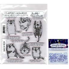 Tim Holtz Snarky Cat S+ Stampers 익명 클링 스탬프 구글리 아이즈 패킷 포함