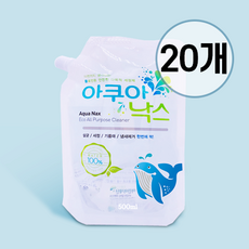 아쿠아낙스 대용량 다목적 세정제 (살균 탈취 세정) 시계세척제 전해수 알칼리이온수, 500ml x 20개, 1개