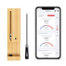 무선 육류 온도계 777FT 원격 블루투스 범위 3.9바비큐 스모킹 오븐 로티세리 iOS 및 Andorid APP 굽기용 MM 초박형 프로브 2S 온도 판독 가능, 무선 육류 온도계 777FT 원격 블루투스 범위 3.9