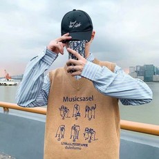 CHANNEL207 남성 니트 조끼 홍콩풍 가을 한국판 남 루