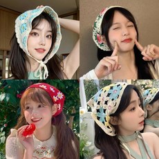 데이지 플라워 두건 여성 스카프 삼각두건 머리띠 헤어악세사리 헤어장식 헤드스카프 KK922